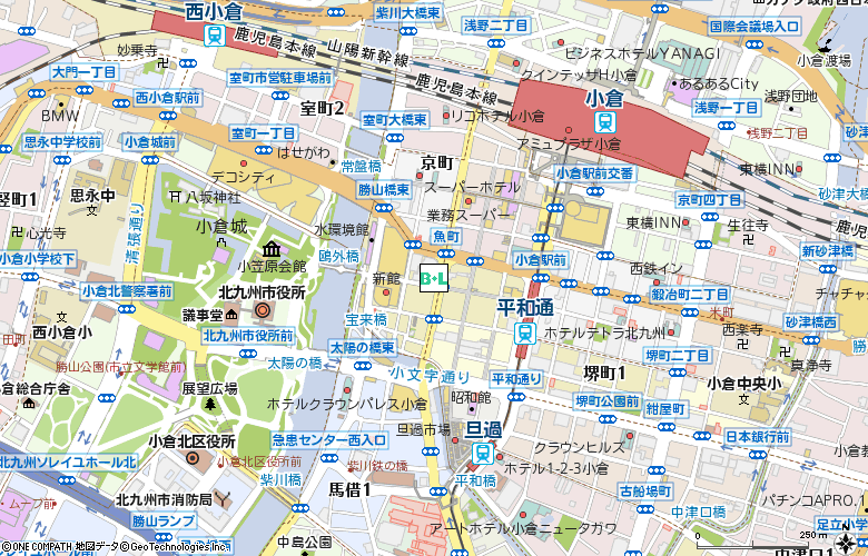 ビジョンメガネ小倉店付近の地図